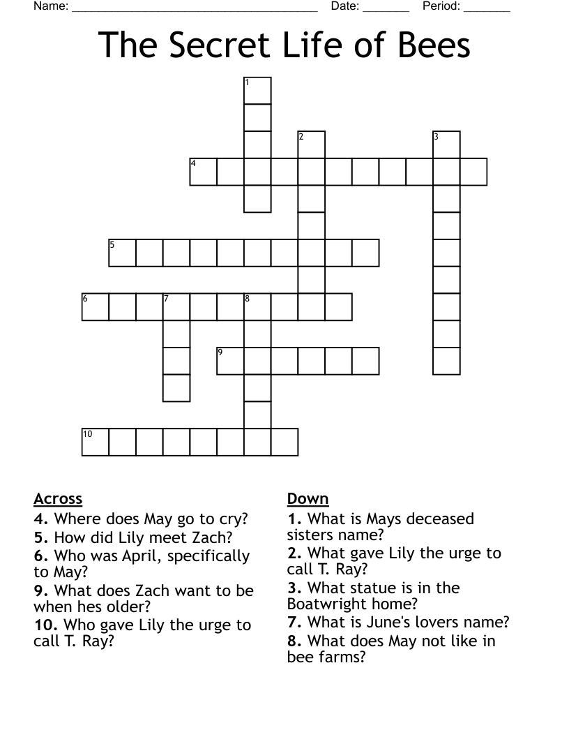 The Secret Life of Bees Crossword