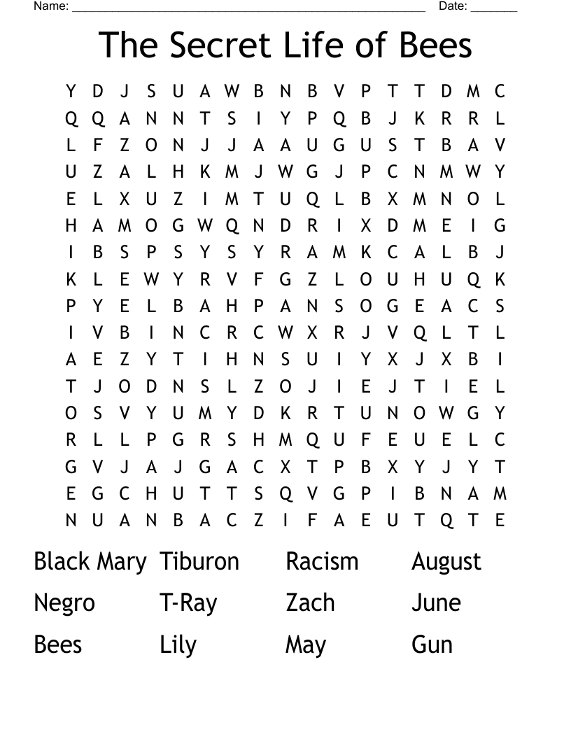The Secret Life of Bees Word Search