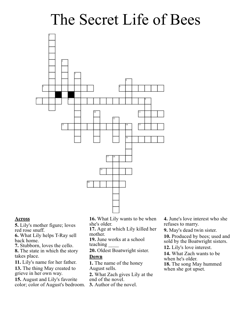 The Secret Life of Bees Crossword