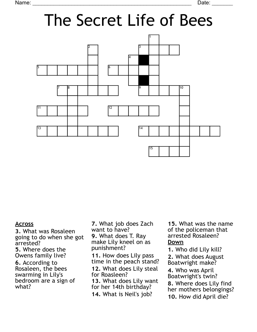 The Secret Life of Bees Crossword