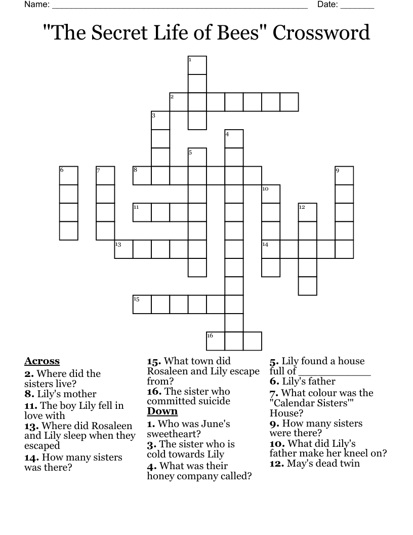 "The Secret Life of Bees" Crossword