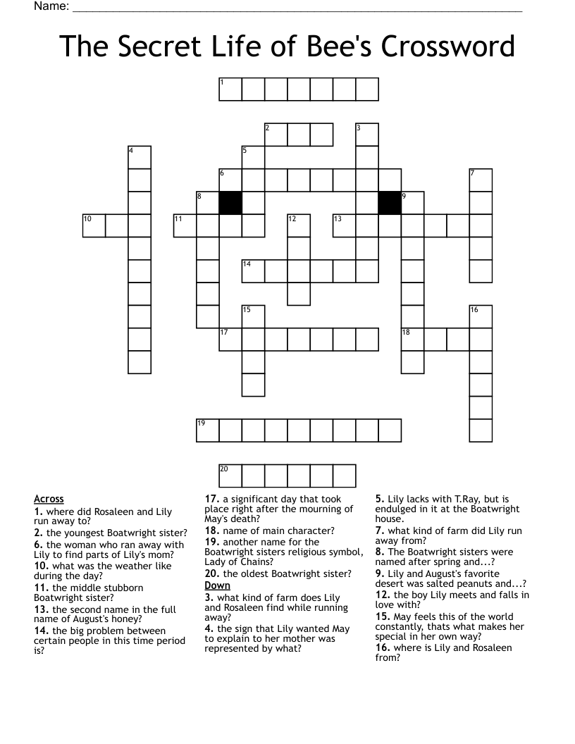 The Secret Life of Bee's Crossword