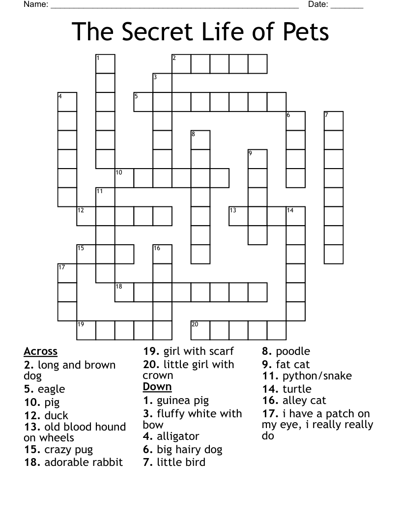 The Secret Life of Pets Crossword