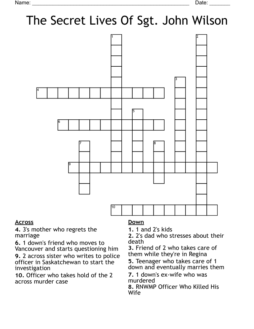 The Secret Lives Of Sgt. John Wilson Crossword