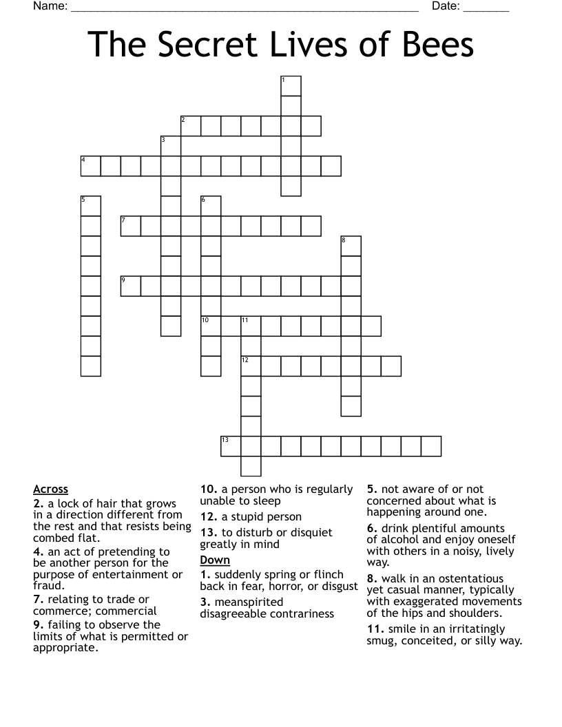 The Secret Lives of Bees Crossword