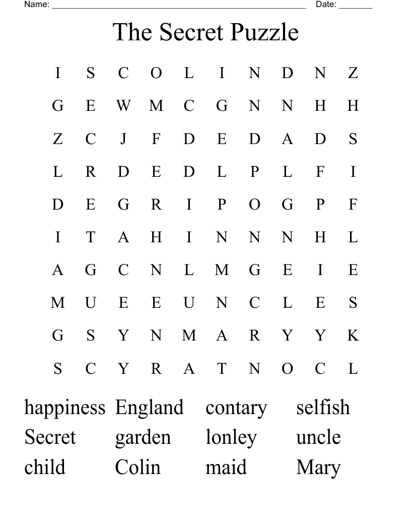 The Secret Puzzle  Word Search