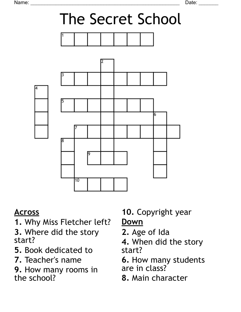 The Secret School Crossword