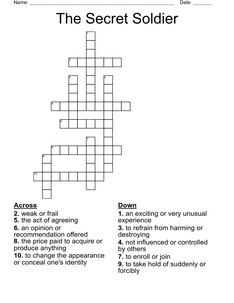 The Secret Soldier Crossword