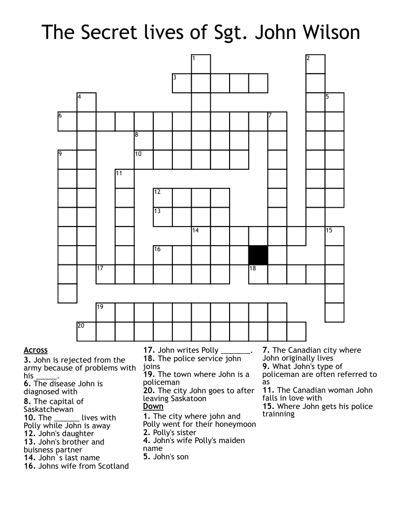 The Secret lives of Sgt. John Wilson Crossword