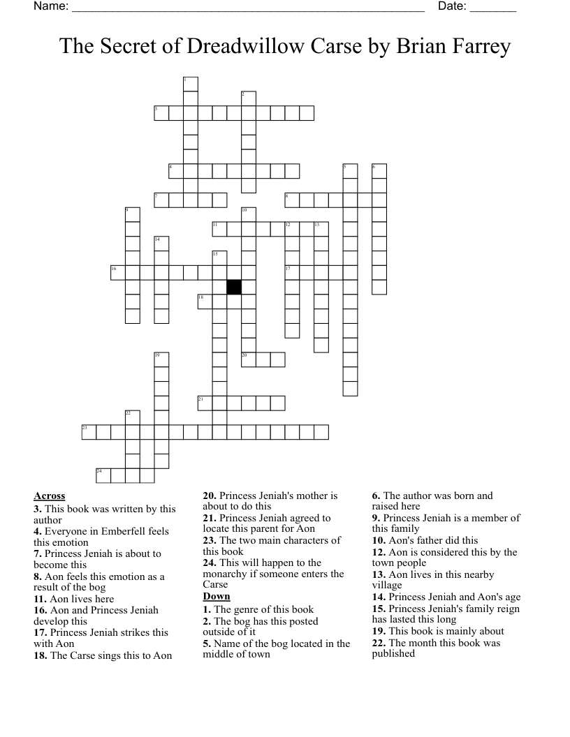 The Secret of Dreadwillow Carse by Brian Farrey Crossword