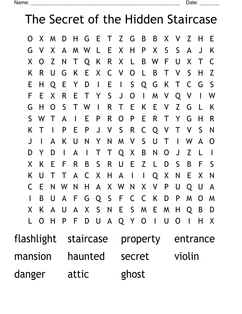 The Secret of the Hidden Staircase Word Search