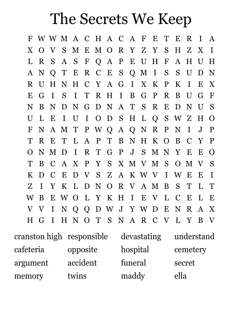 The Secrets We Keep Word Search