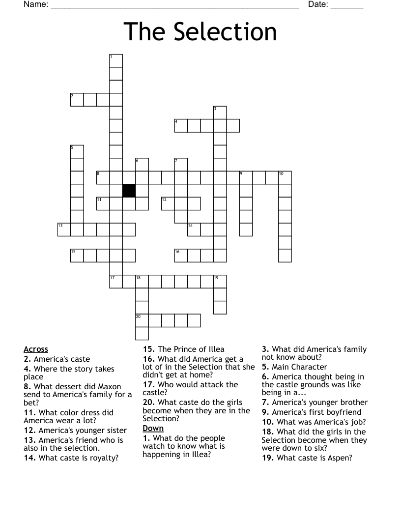The Selection Crossword