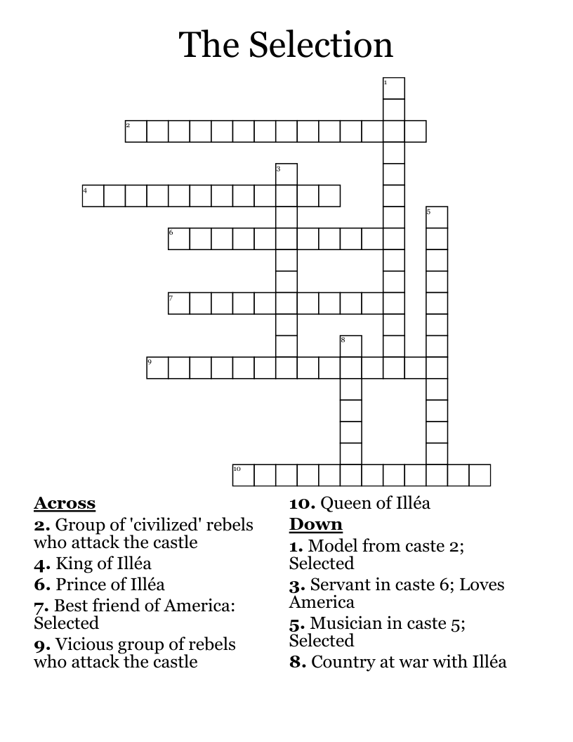 The Selection Crossword