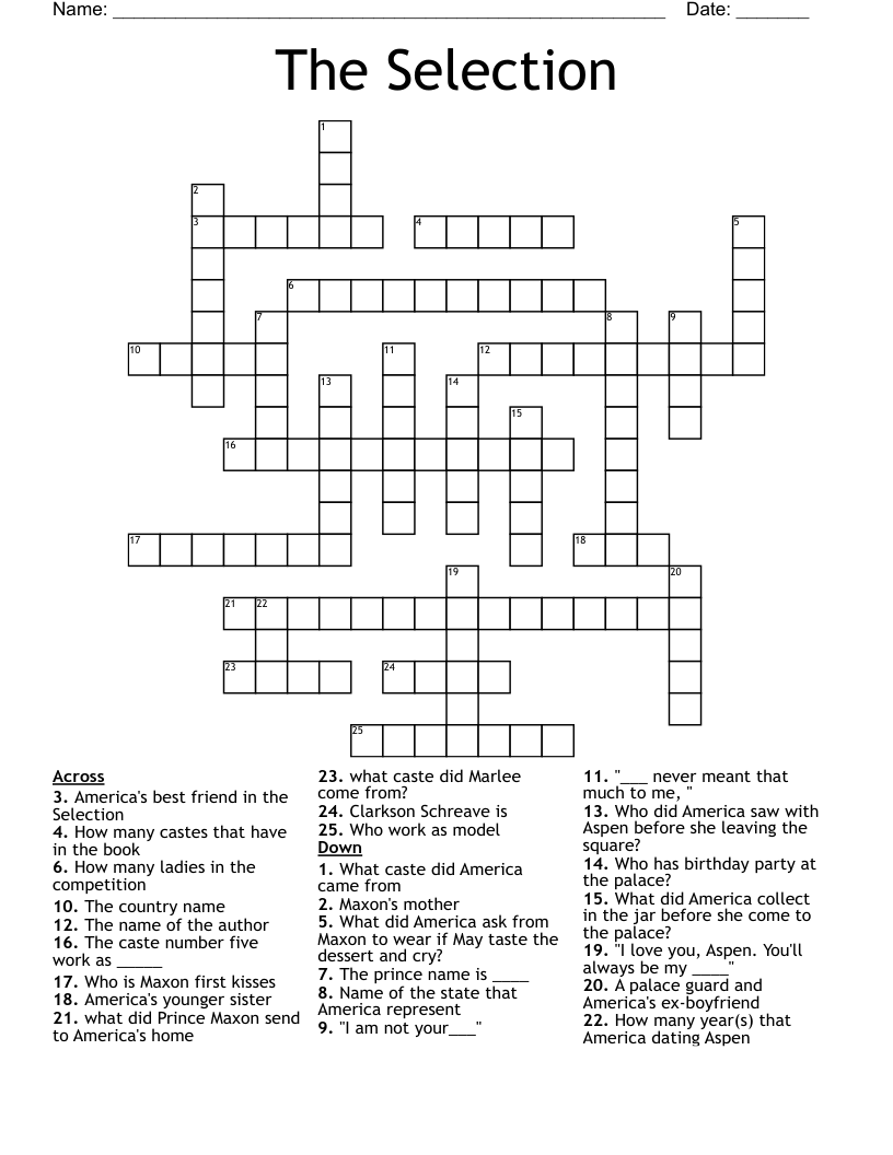 The Selection Crossword