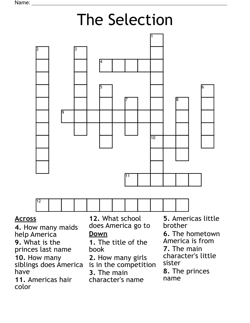 The Selection Crossword