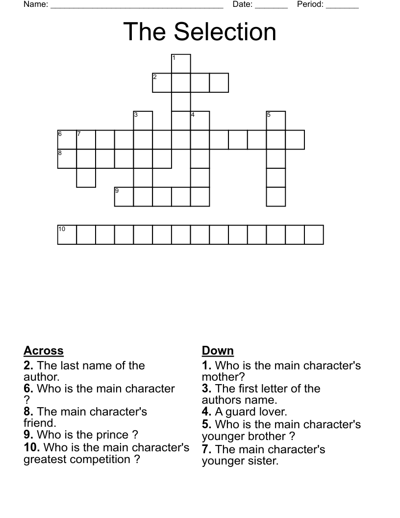 The Selection Crossword