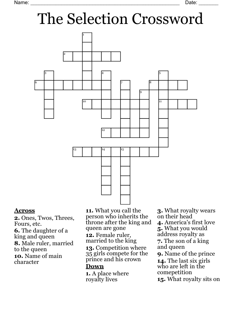 The Selection Crossword