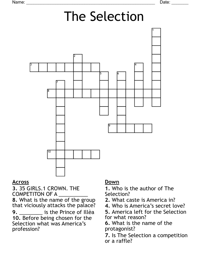 The Selection  Crossword
