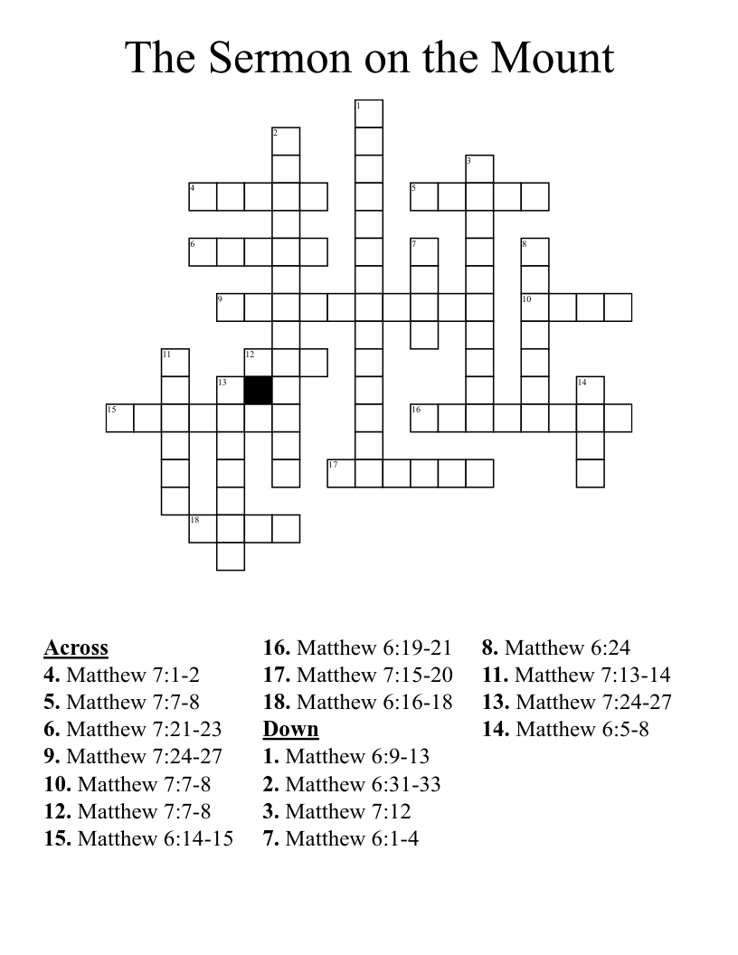 The Sermon on the Mount Crossword