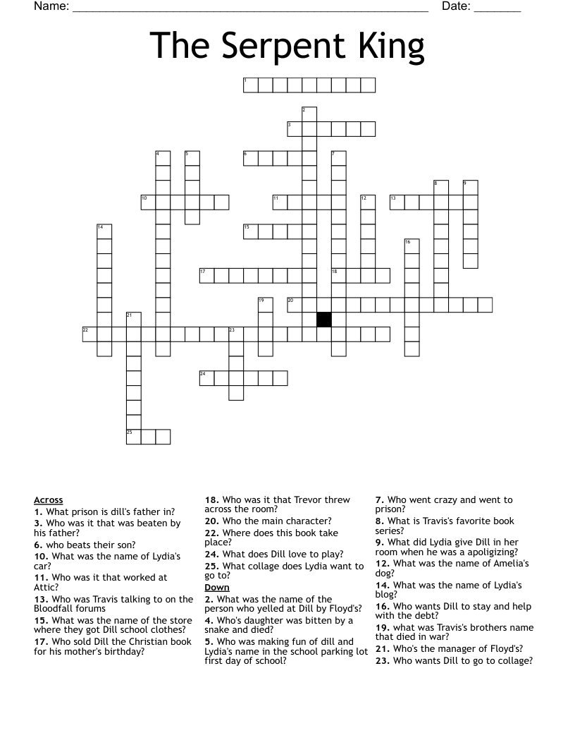 The Serpent King Crossword