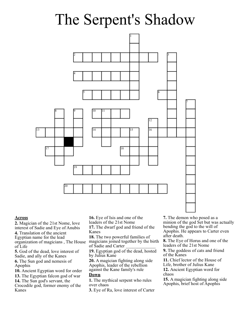 The Serpent's Shadow Crossword