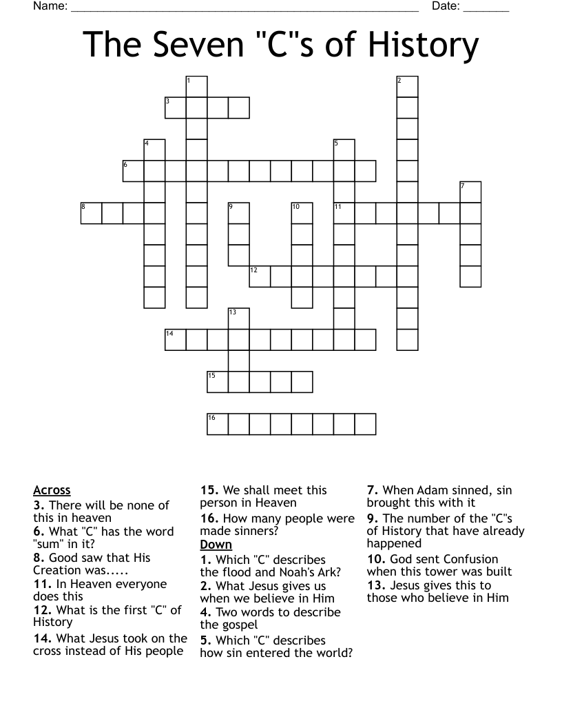 The Seven "C"s of History Crossword