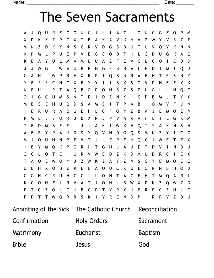 The Seven Sacraments Word Search