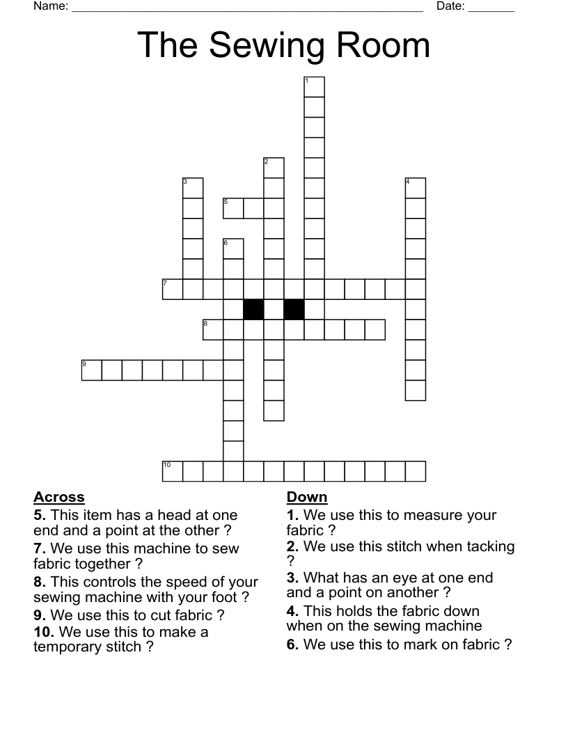 The Sewing Room Crossword