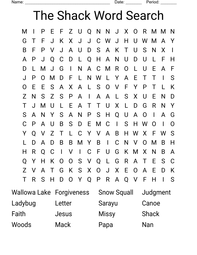 The Shack Word Search