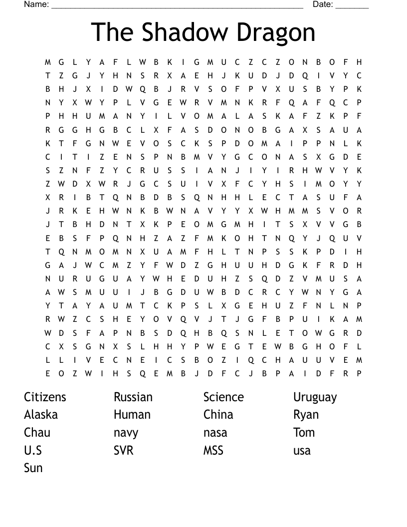 The Shadow Dragon Word Search