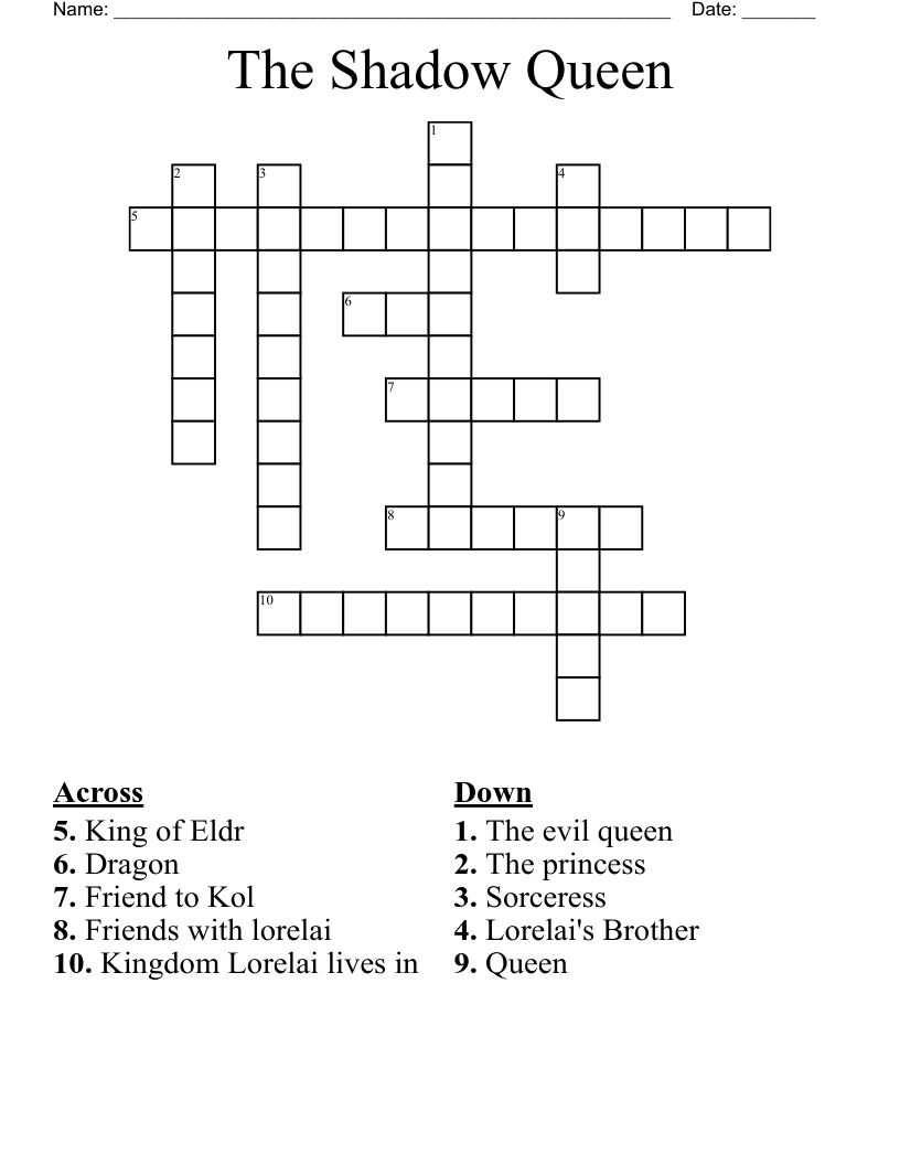 The Shadow Queen Crossword