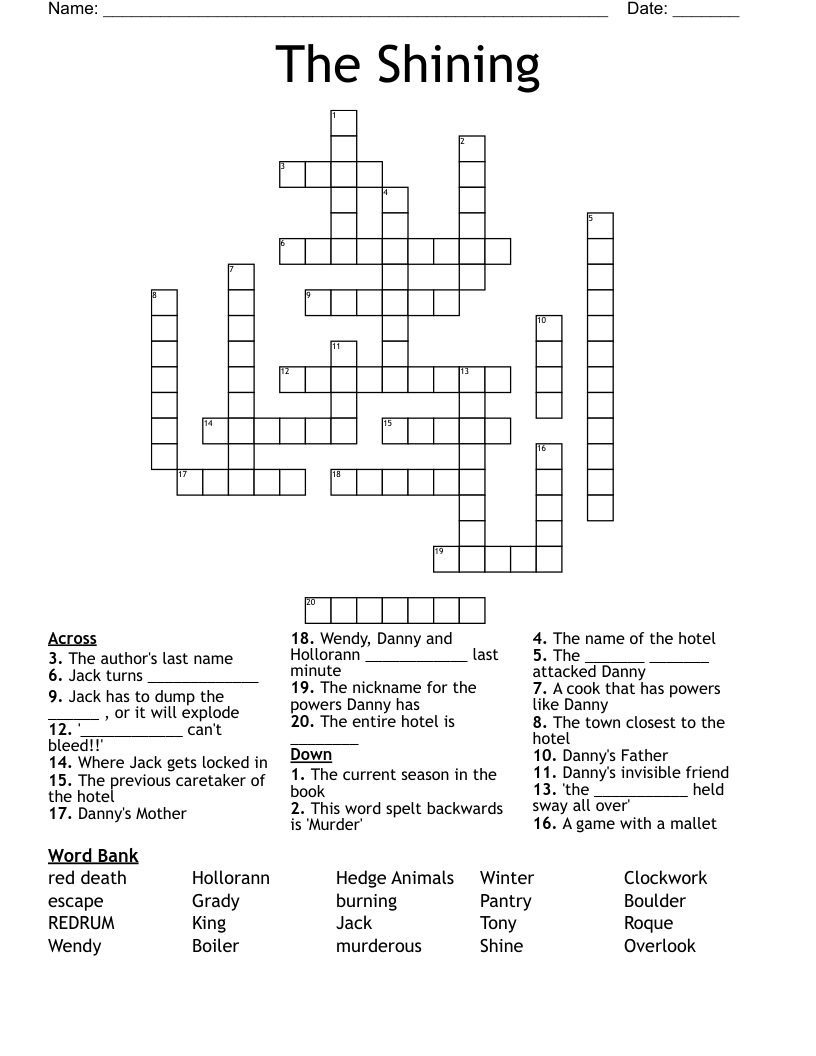 The Shining Crossword