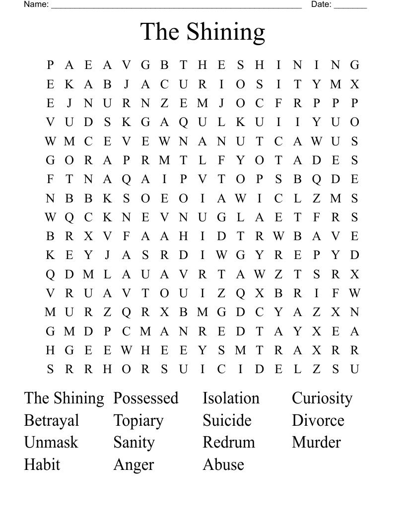The Shining Word Search