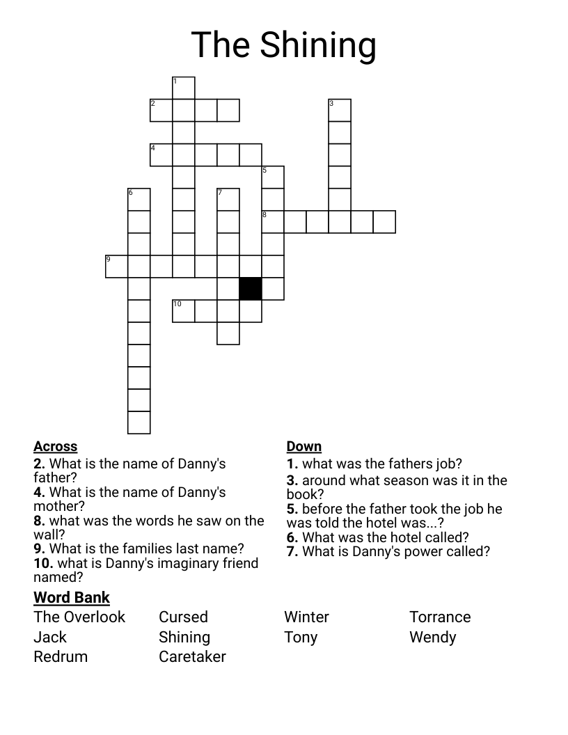The Shining Crossword
