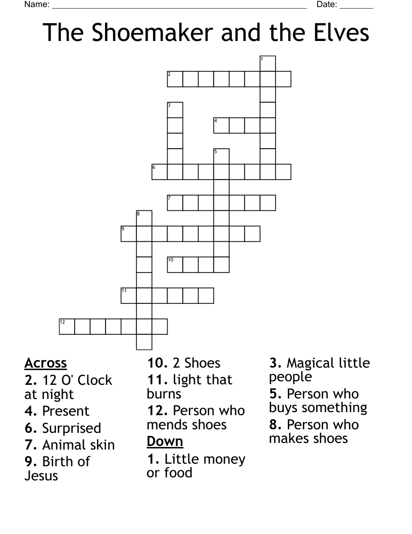 The Shoemaker and the Elves Crossword