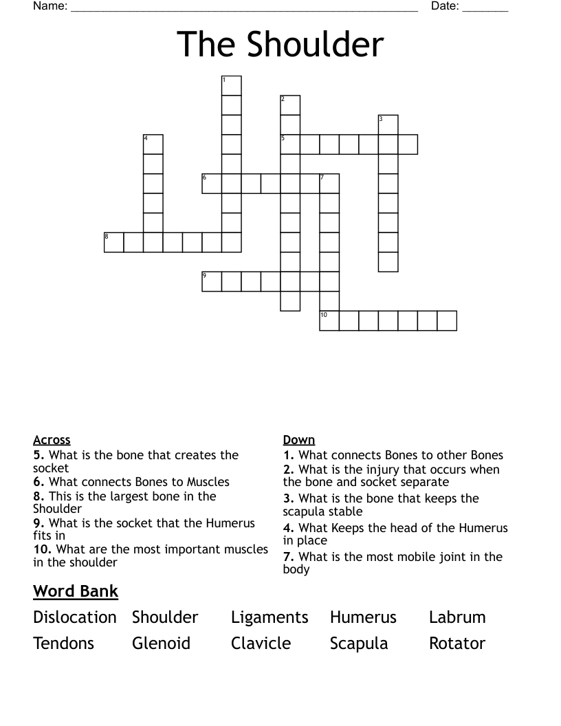The Shoulder Crossword