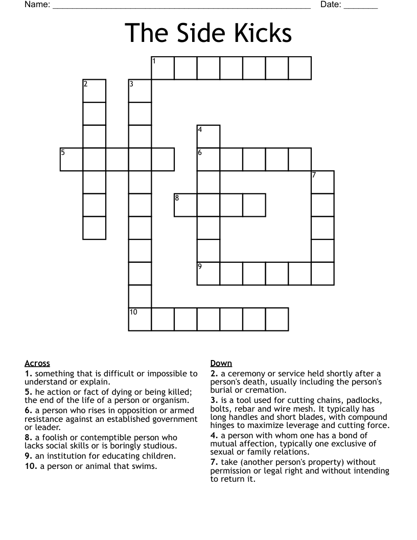 The Side Kicks  Crossword