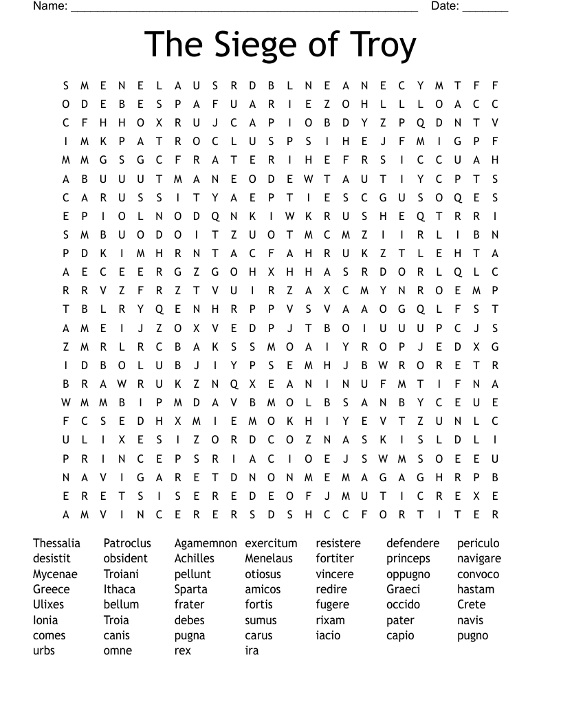 The Siege of Troy Word Search