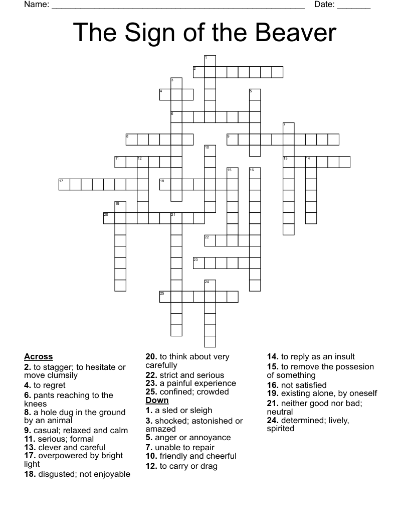 The Sign of the Beaver Crossword
