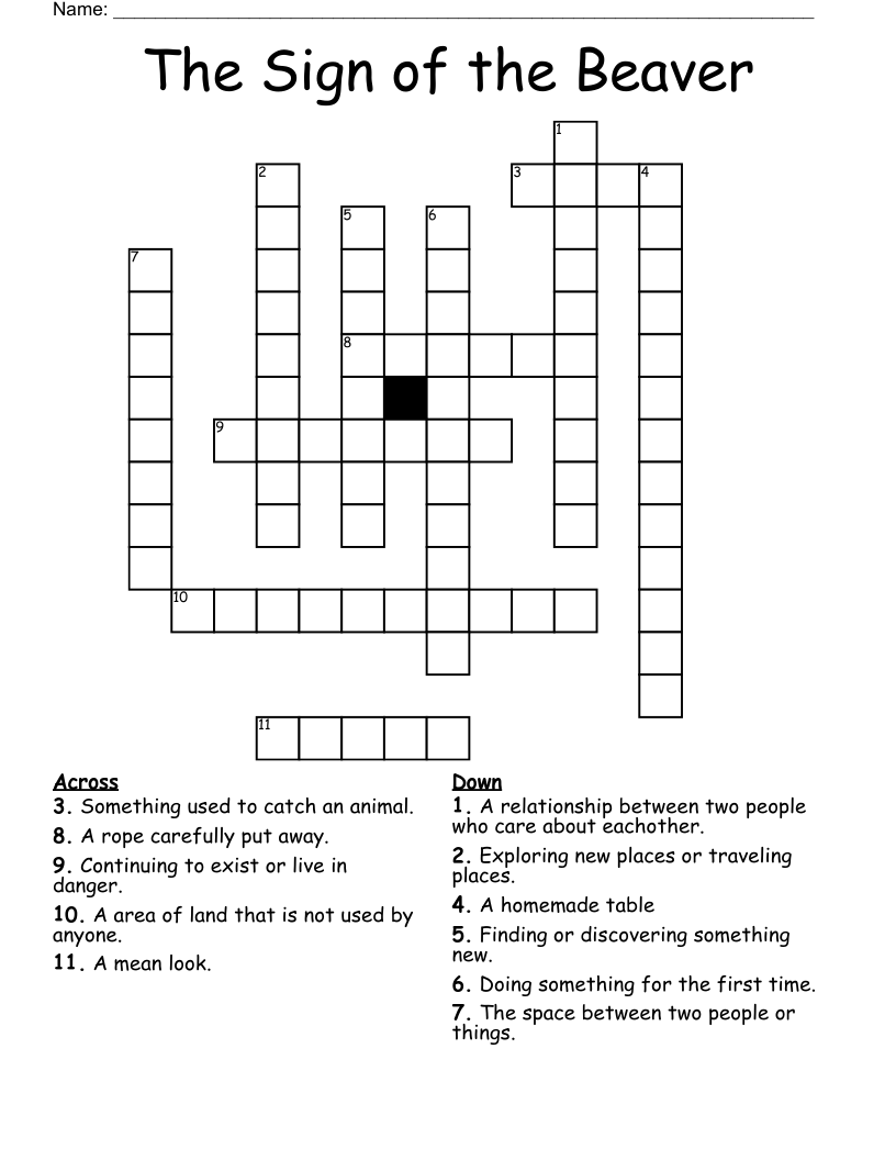 The Sign of the Beaver Crossword