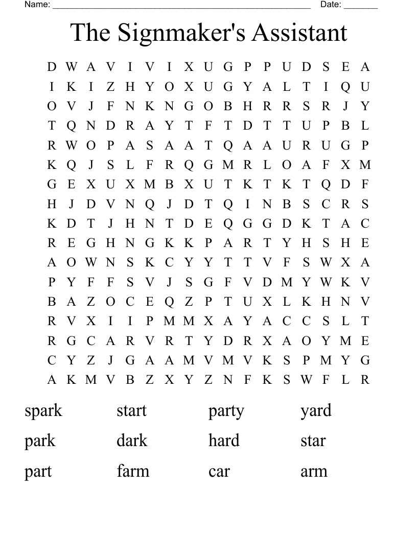 The Signmaker's Assistant Word Search