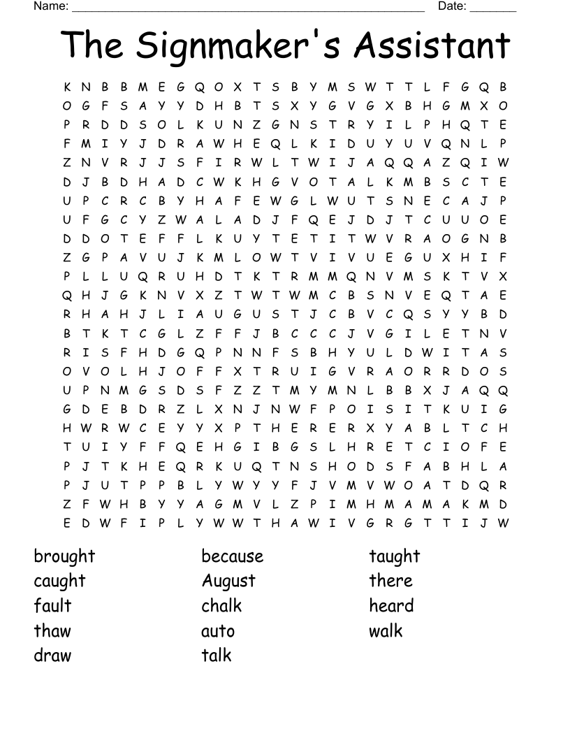The Signmaker's Assistant Word Search