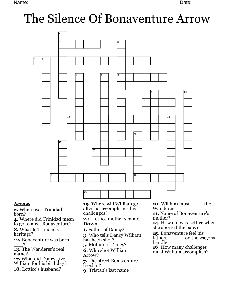 The Silence Of Bonaventure Arrow Crossword