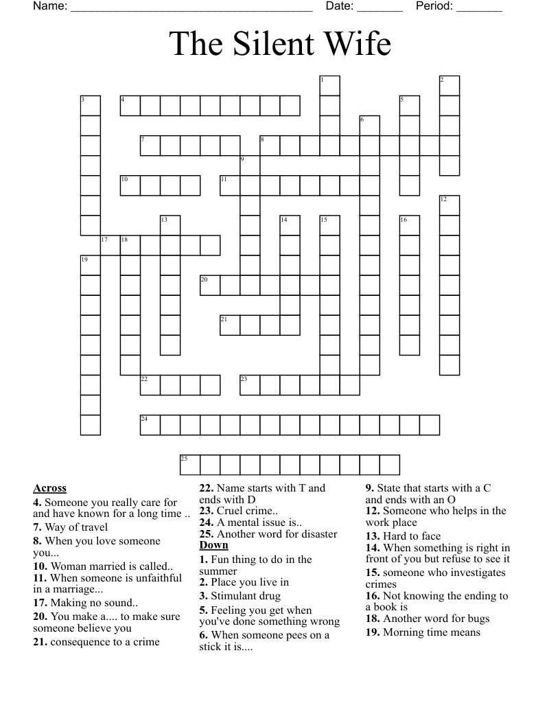 The Silent Wife  Crossword
