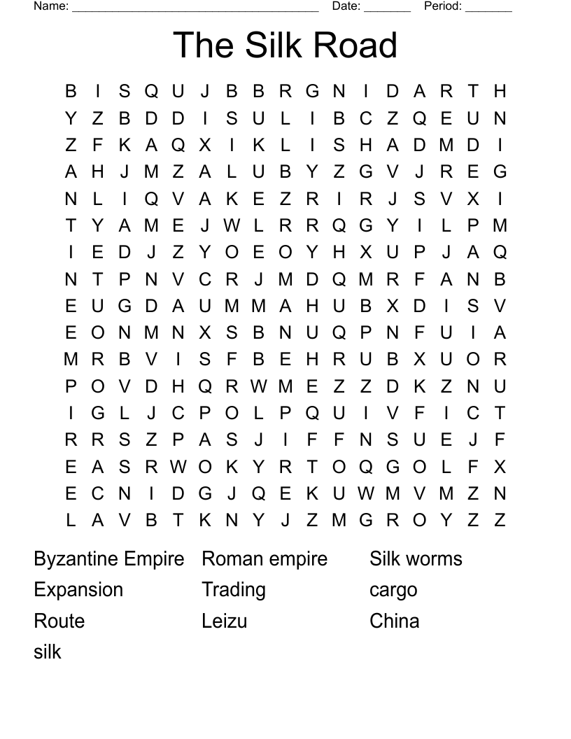 The Silk Road  Word Search