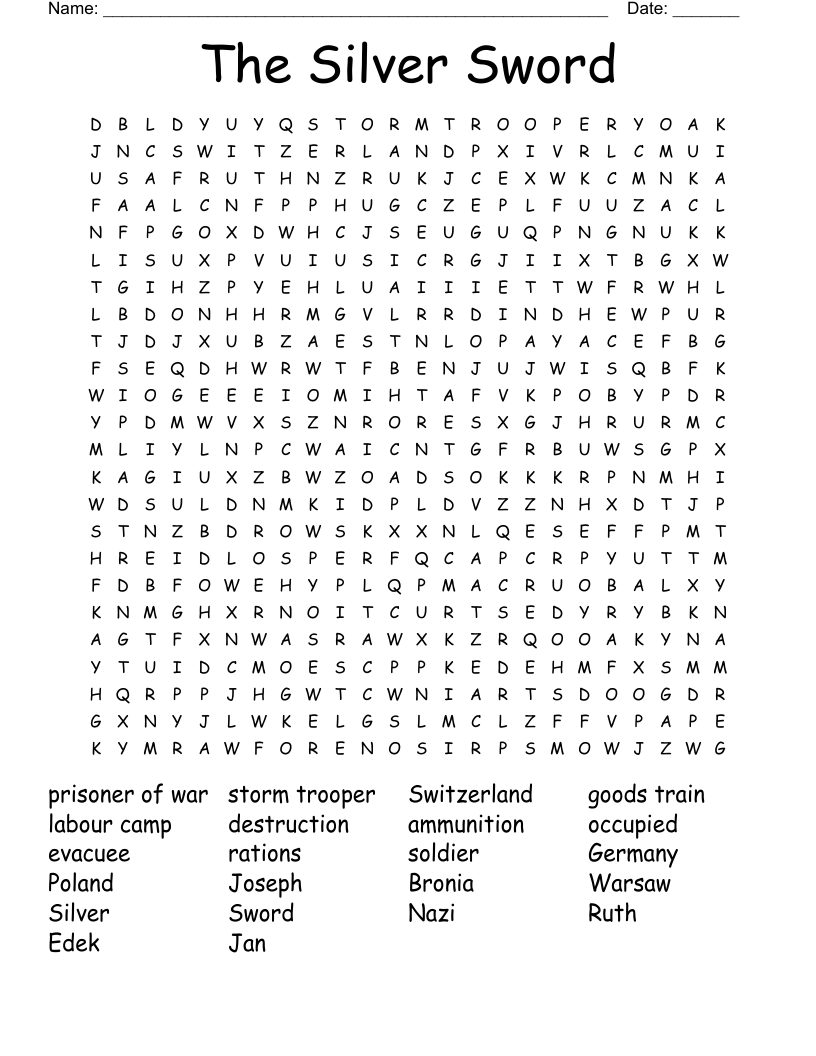 The Silver Sword Word Search