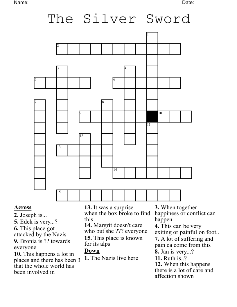 The Silver Sword  Crossword