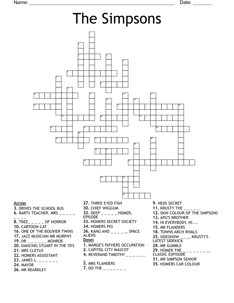 The Simpsons Crossword