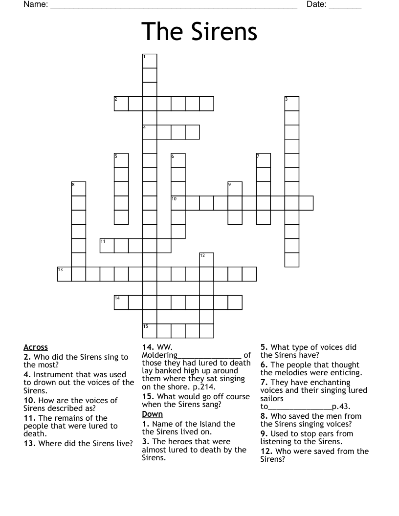 The Sirens Crossword